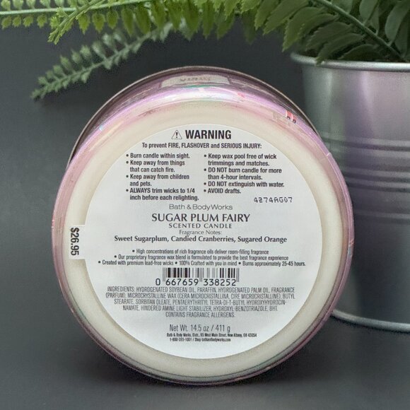 BBW Sugar Plum Fairy Bath & Body Works 3 Wick Candle - Picture 9 of 10